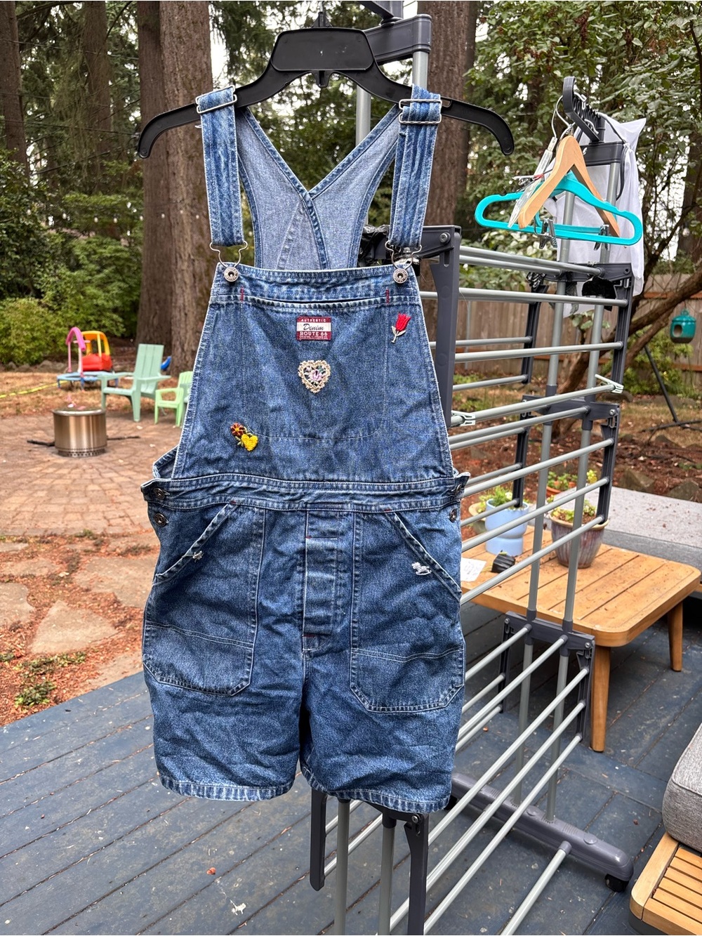 Vintage Y2K Denim Short Overalls - Blue